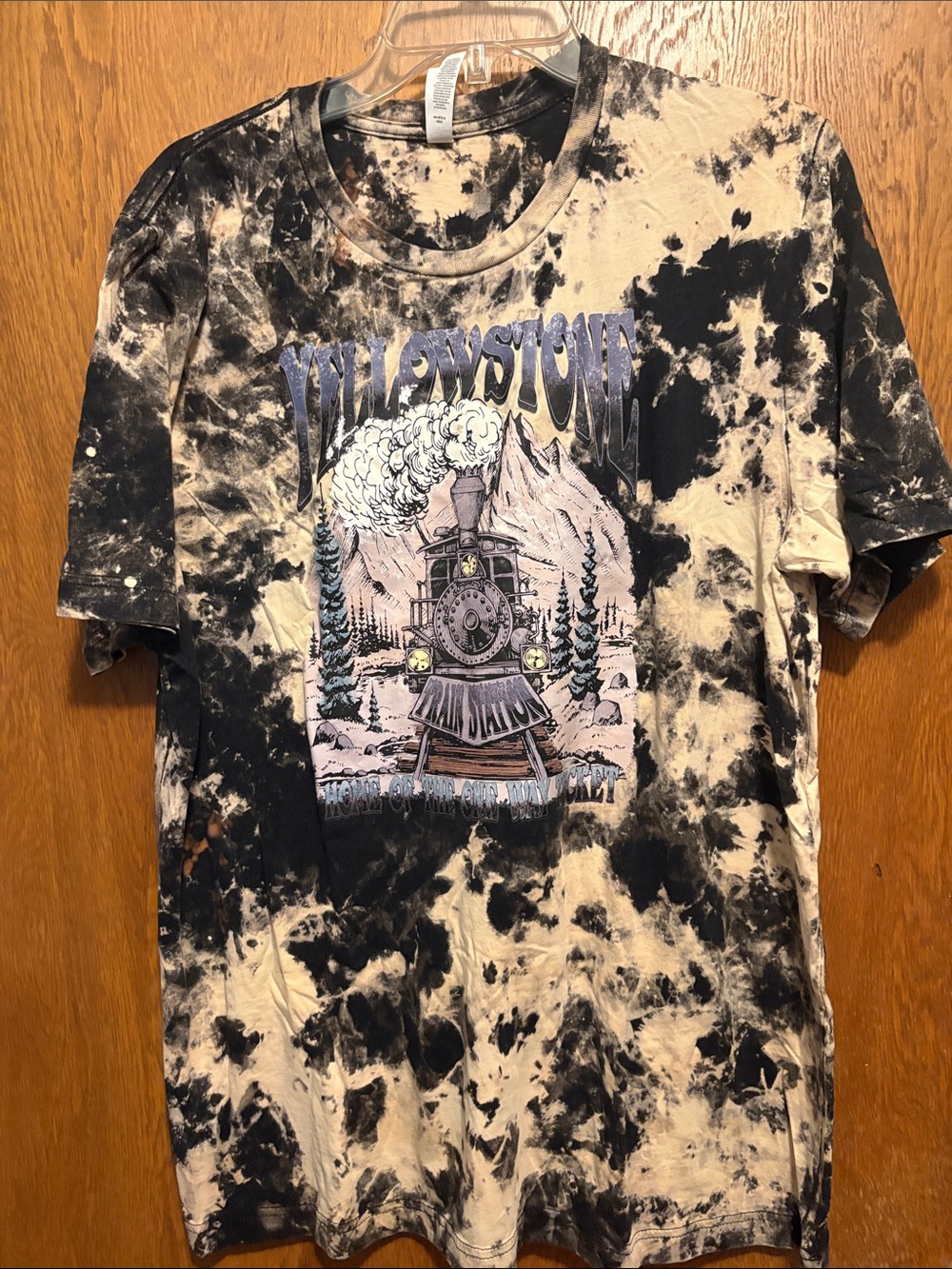 Bella Canvas Tie-Dye Tee - Black & Cream size XL Yellowstone train station